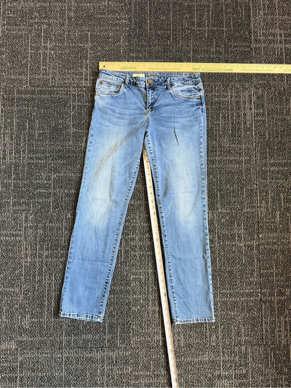 Kut from the Kloth Women 10 Blue Boyfriend Jeans Distressed Denim